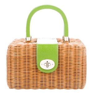 Kate Spade Leather-trimmed Rattan Top Handle Bag